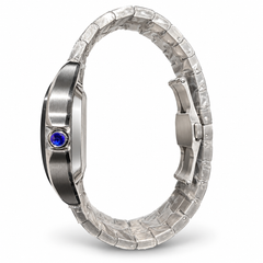 41mm Skeleton Santos White Stainless Steel