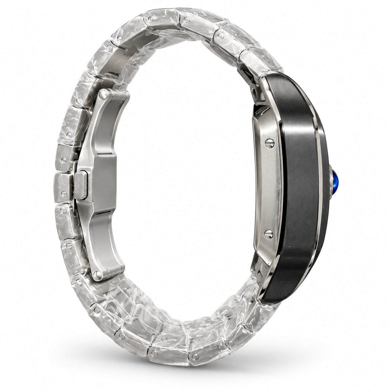 41mm Skeleton Santos White Stainless Steel