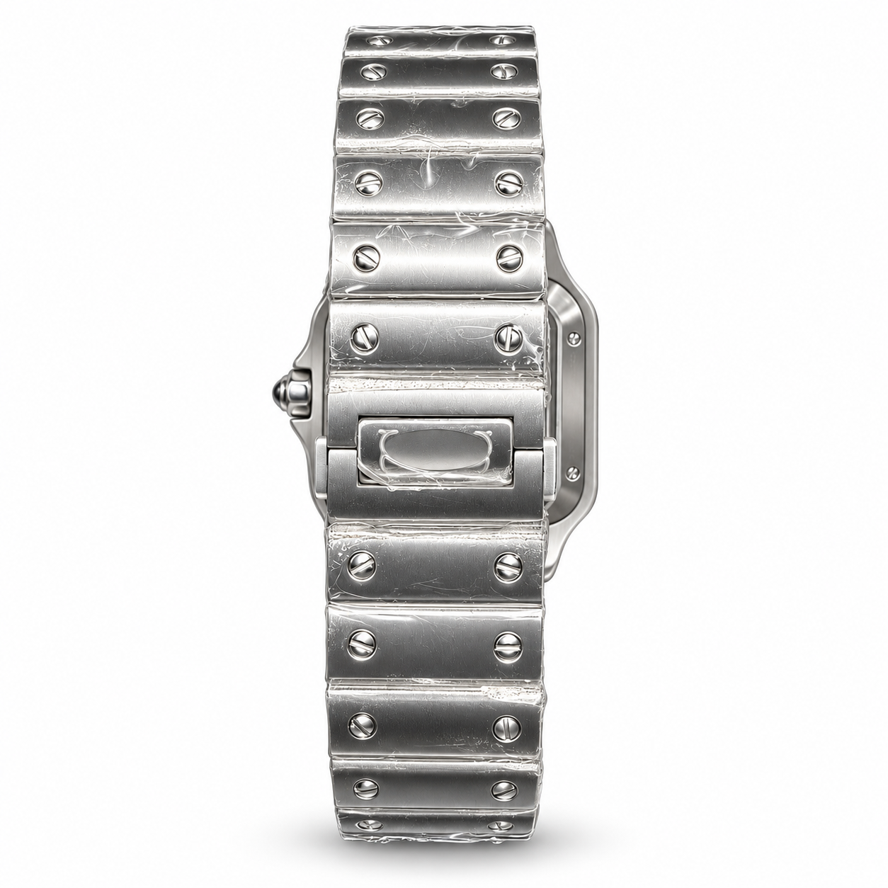 41mm Skeleton Santos White Stainless Steel